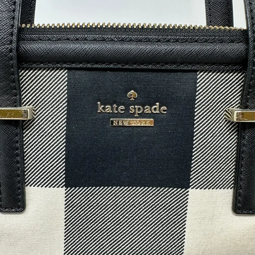 Kate Spade Cameron Street Shoulder Bag Balck Cream Plaid Margot *READ